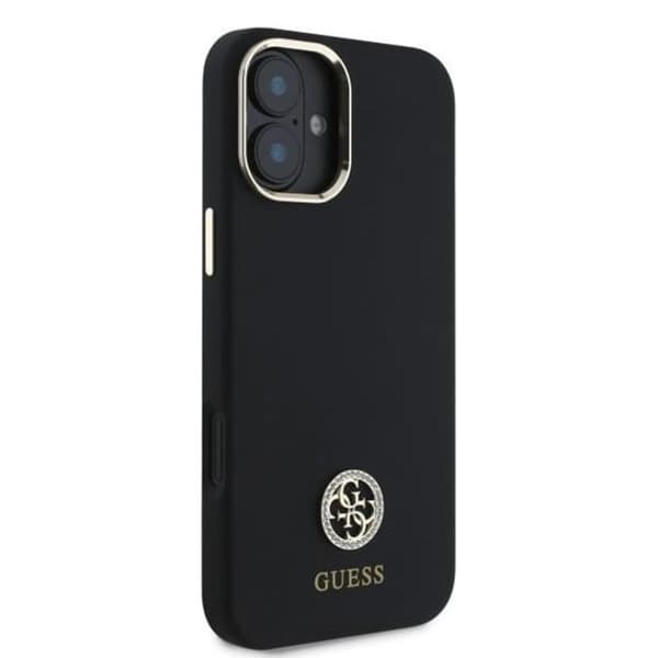 Guess Silikonfodral med Strass 4G för iPhone 16 - Svart