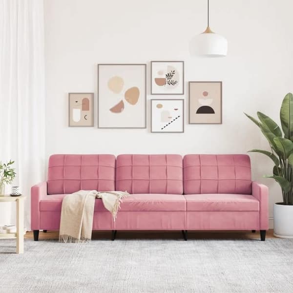 vidaXL 3-sitssoffa Rosa 210 cm Sammet 4007647