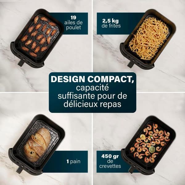 PRINCESS SlimFry 182257 Luftfritös 8L 2000W Touchskärm 8 program Svart