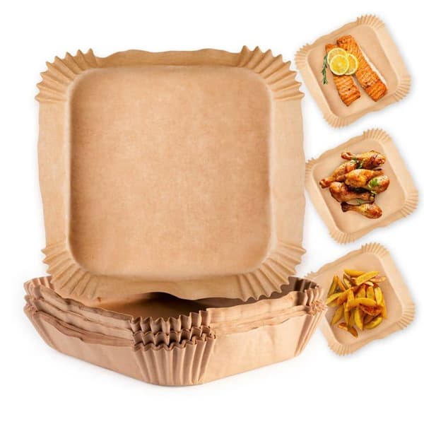 GOURMETmaxx Pappersformar för varmluftsfritös (5-8 l) - 50 stycken