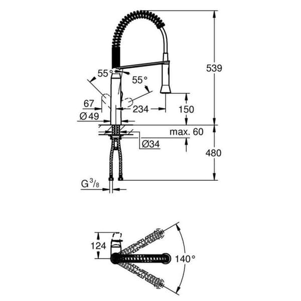Blandare - GROHE - K7 medium - Svängbar - Krom - Diskbänk
