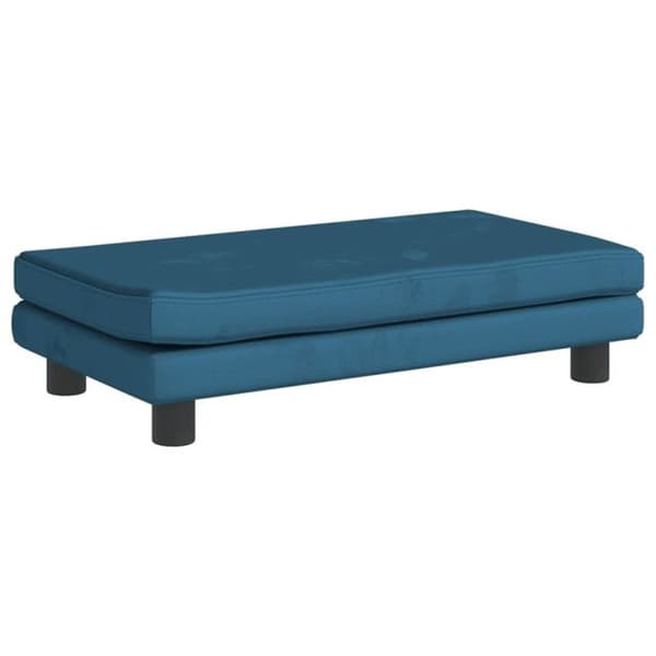 Barnsoffa med fotstöd för barn blå 100x50x30 cm sammet