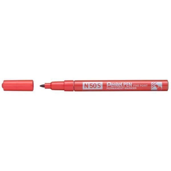 Permanent marker - PENTEL - N50S - Fin spets - Röd - Oföränderlig