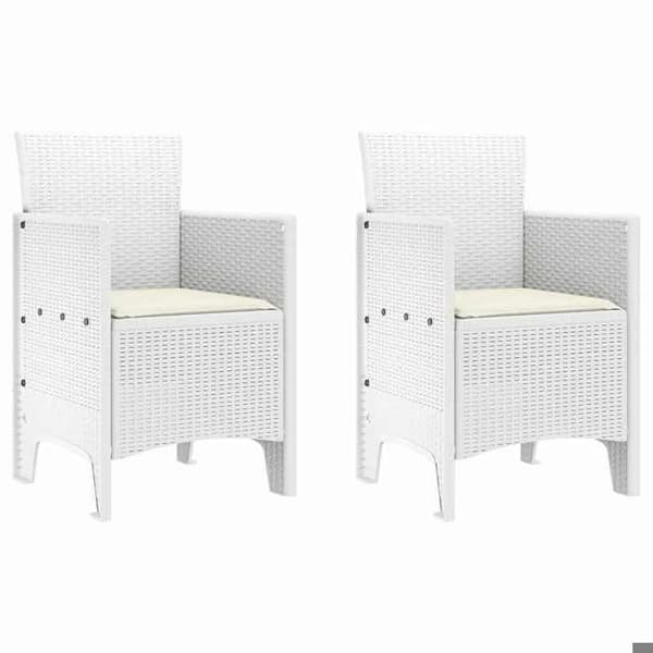 vidaXL Trädgårdsstol 2 st Vit 53 x 49 x 85 cm Polypropylen 847462