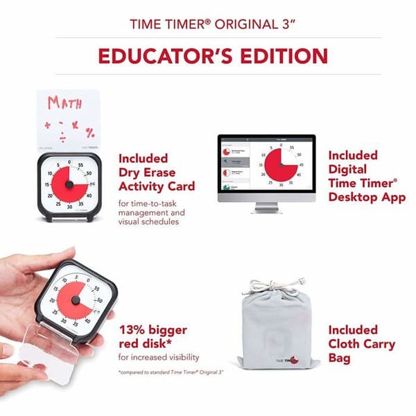 Visuell Timer - TIME TIMER - Time Timer Pocket - Nedräkning 60 min - Bärbar - Röd