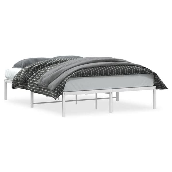 vidaXL Sängram i metall vit 140x200 cm 373674