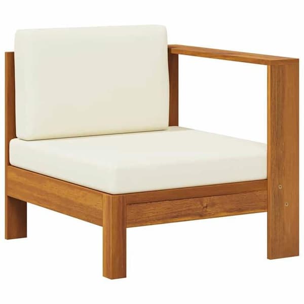 vidaXL Mittsoffa med 1 armstöd Creme White Solid Acacia