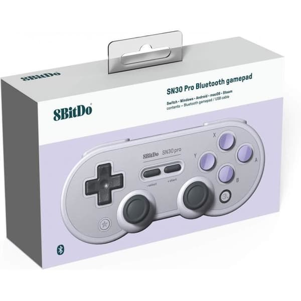 Grått Manette Gamepad bluetooth 8Bitdo SN30 Pro för Switch