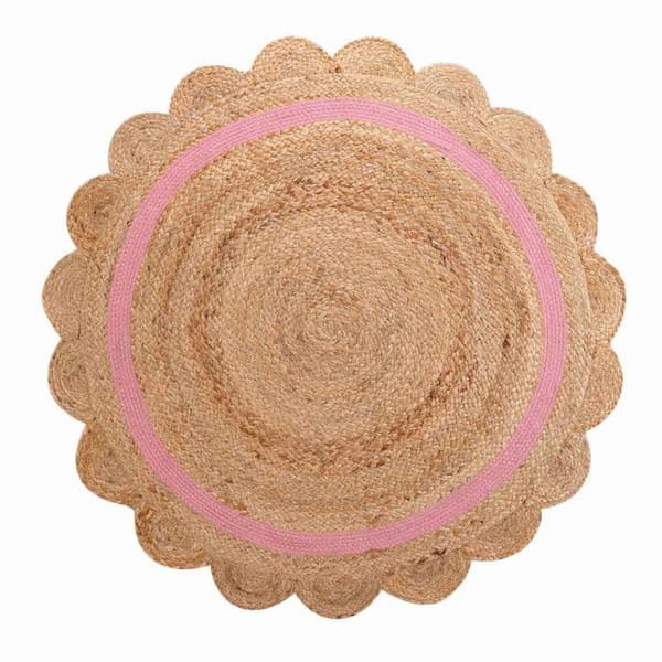 Rund Barninredning Matta "Rosaly" 90cm Beige