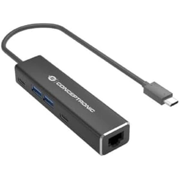 USB 3.2 Gen 1 Ethernet-adapter - CONCEPTRONIC ABBY14B - 2,5 GbE - USB-A x 2 - USB-C x 2