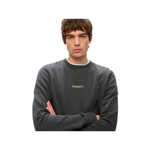 Sweat Superdry Herr Mikro Logotyp Svart Bomull