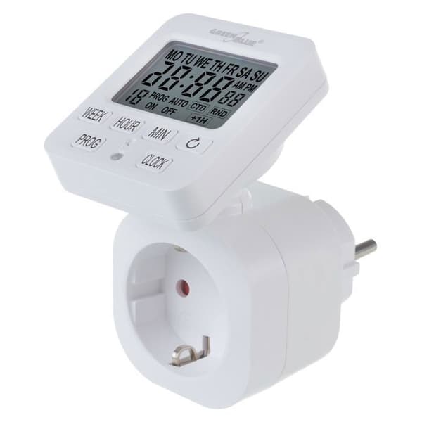 Programmerbar GreenBlue GB605 F - digital klocka 16A (3680W), 18 program, vridbar LCD-skärm