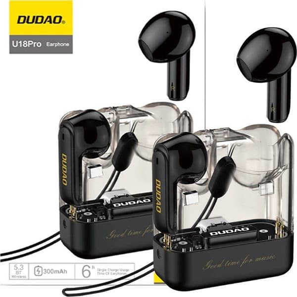 TWS earbuds - Dudao - U18Pro - Bluetooth 5.3 - Batteritid 5h - Transparent design med LED