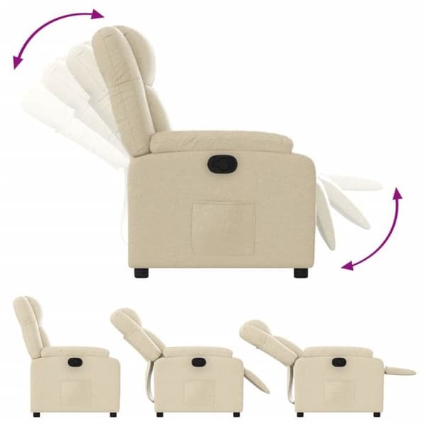vidaXL Recliner Fåtölj Kräm Tyg 373545
