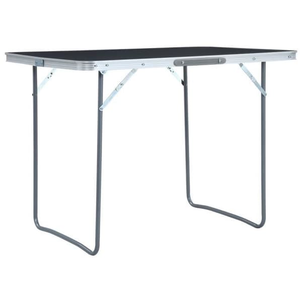 Fällbart campingbord - vidaXL - Aluminium - 120x60 cm - Grå - Höjdjusterbart