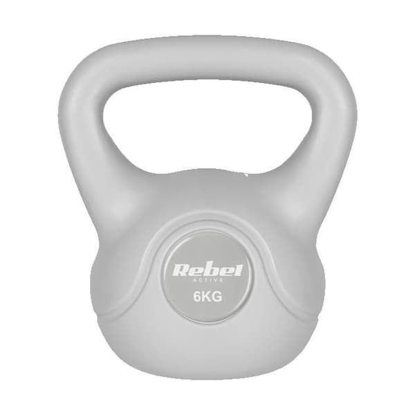 Kettlebell (viktskiva) - REBEL - 6 kg - Grå - För magövningar - Förpackad vikt 6,5 kg