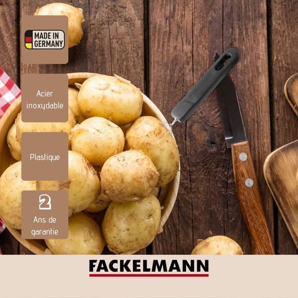 Manuell potatispress och gaffel med 3 tänder för potatis Fackelmann