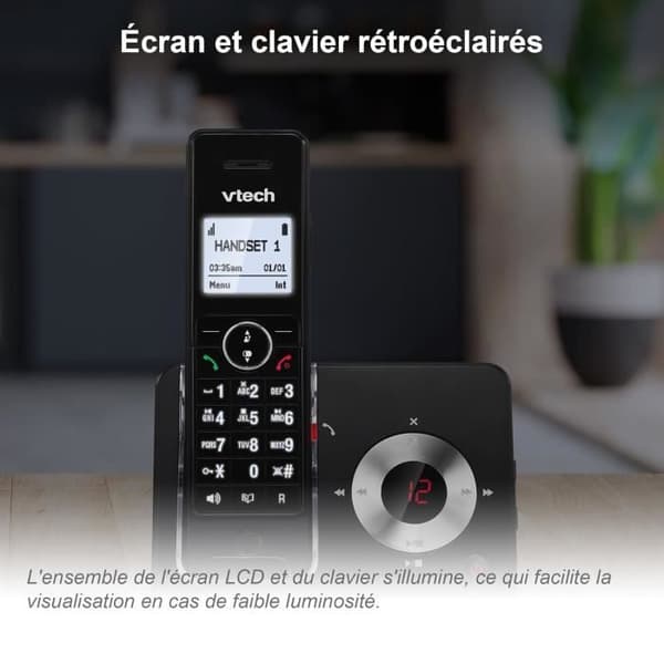 Trådlös telefon DECT - VTECH - MS3050 - Samtalsblockering - Svarare - Volymförstärkare