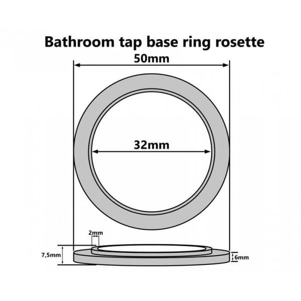 Badrumskran basring + packning under bricka Krom plastrosett