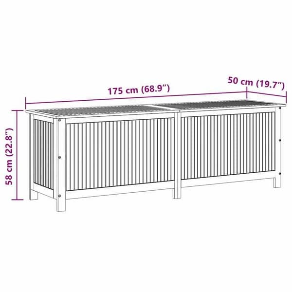 vidaXL Trädgårdsförvaringslåda 175x50x58 cm Solid akaciaträ 316499