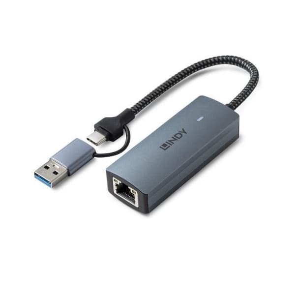 Ethernet 5G-konverterare - LINDY - USB 3.2 - Aluminium - 5000 Mbit/s - Grå