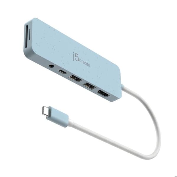Multi-adapter - J5CREATE - JCD373EC-N - 2x USB 3.2 Typ-A - PD 100W - SD/microSD + jack