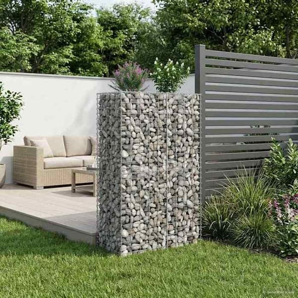 vidaXL Hög säng gabion Silver 42033333