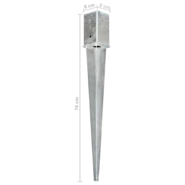 vidaXL Ground Stakes 2 st Silver 8x8x76 cm Galvaniserat stål