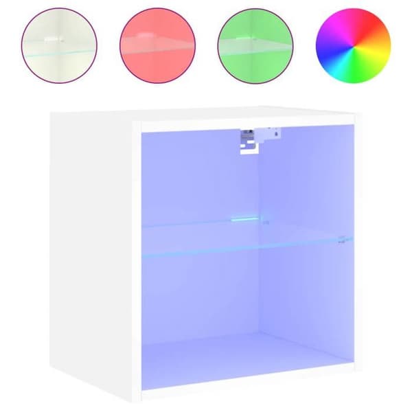 vidaXL Väggmonterat Sängbord med LED-lampor Vit 837064