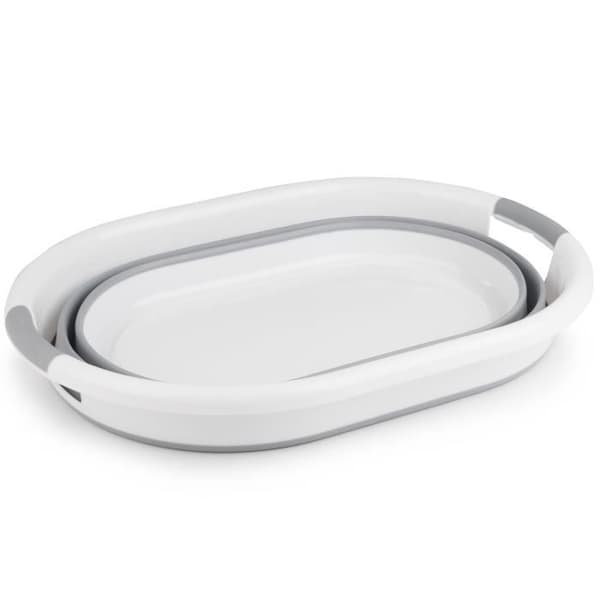Beldray LA034816 Oval hopfällbar tvättkorg, grå
