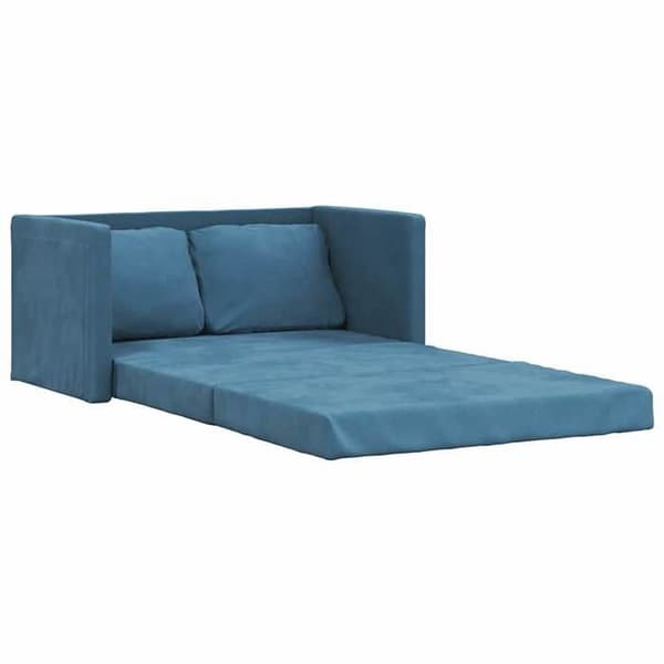 vidaXL 2-i-1 bäddsoffa Blå 122x204x55 cm Sammet 353962