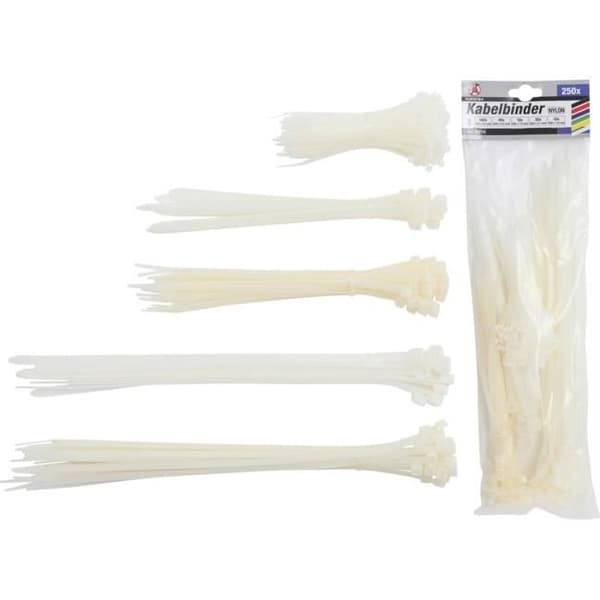 Stegkabelbindare - KRAFTMANN - 80778 - Nylon - 250 stycken - Vit