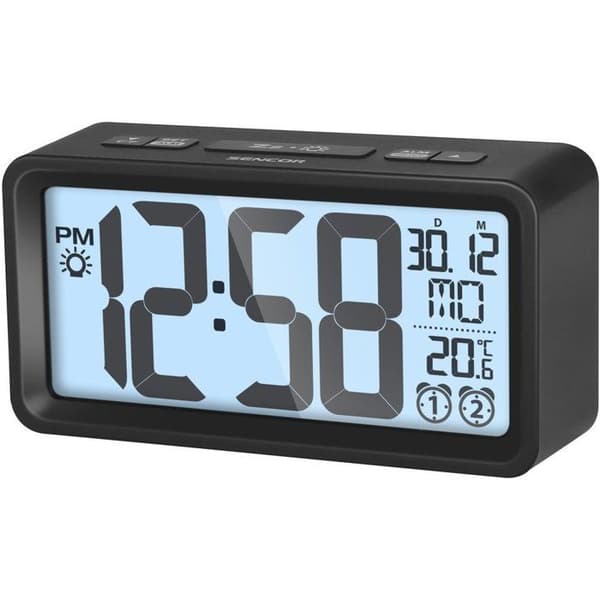 Digital väckarklocka - SENCOR - SDC 2800 B - Dubbel väckning - Belyst display - Termometer