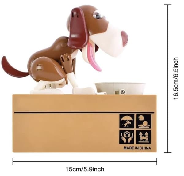 Spargris - WINKEE - Styckätande Hund - Plast - Rund - Barn
