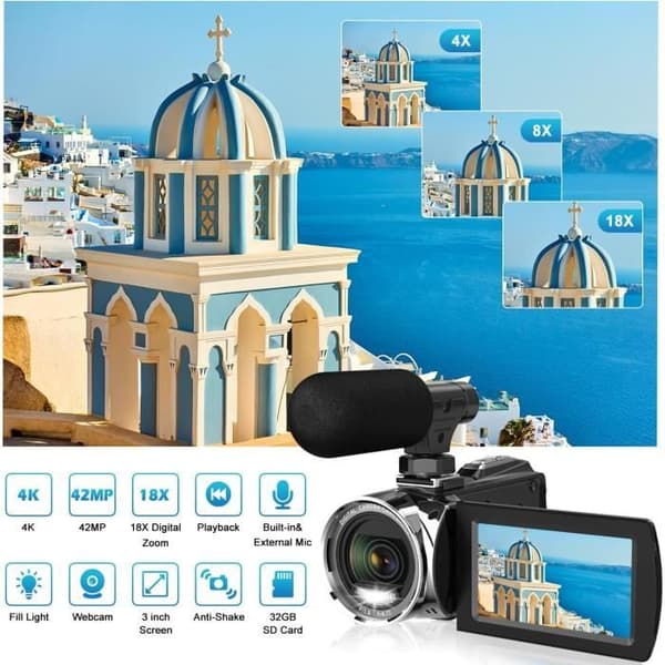 Videokamera - GENERIC - Windancy - 4K 60fps - 48MP - 18x digital zoom