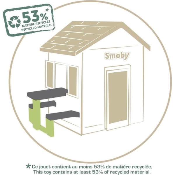 Smoby Life - Anpassningsbart Picknickbord för Smoby-hus - 2 bänkar