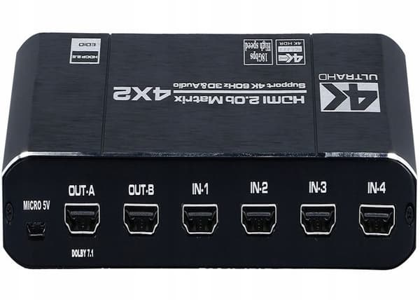 Matrisomkopplare 4x2 HDMI 2.0 HDR 18G UHD 4K