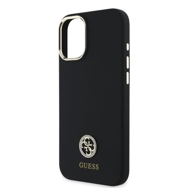 Guess Silikonfodral med Strass 4G för iPhone 16 - Svart
