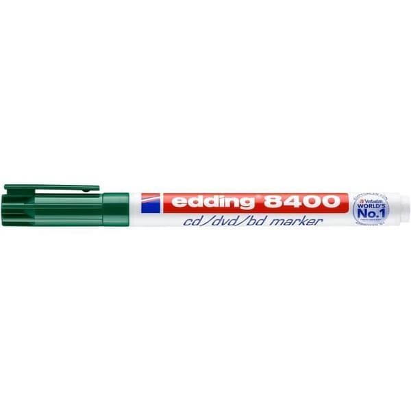 CD/DVD/BD-markör - EDDING - 8400 - 10-pack - Grön - Spets 0,5-1 mm
