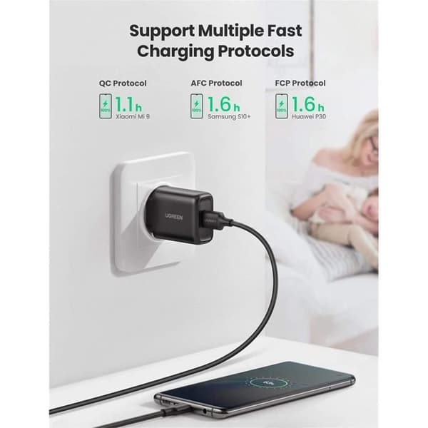Snabbladdare - UGREEN - Quick Charge 3.0 - 18W - USB - Svart