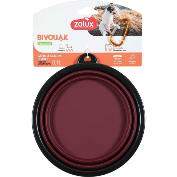 Röd silikonmatskål Bivouak 1 liter