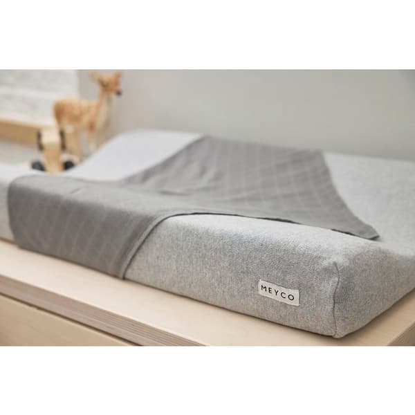 Meyco Baby Knit Basic skötbäddsskydd - grå melange - 50x70cm