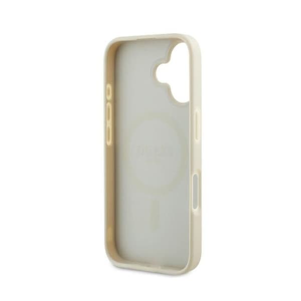 Coque Guess Grained Gold Ring MagSafe för iPhone 16 - Beige