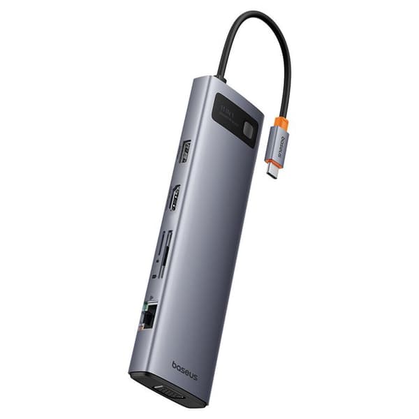 USB-C-hub - BASEUS - Metal Gleam - 8 portar - HDMI 4K - Grå sidereal