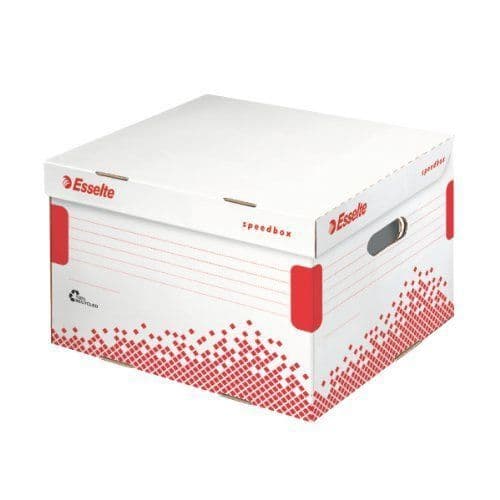 Arkivbox - Esselte - Speedbox - Storlek S - Vertikal öppning - Vit