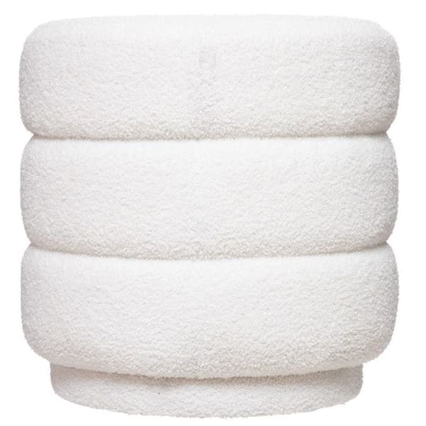 Puff "Sinan" vit boucle - Atmosphera Inredningsdesigner