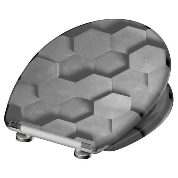 SCHÜTTE Toalettsits med soft close GRÅ HEXAGONAR
