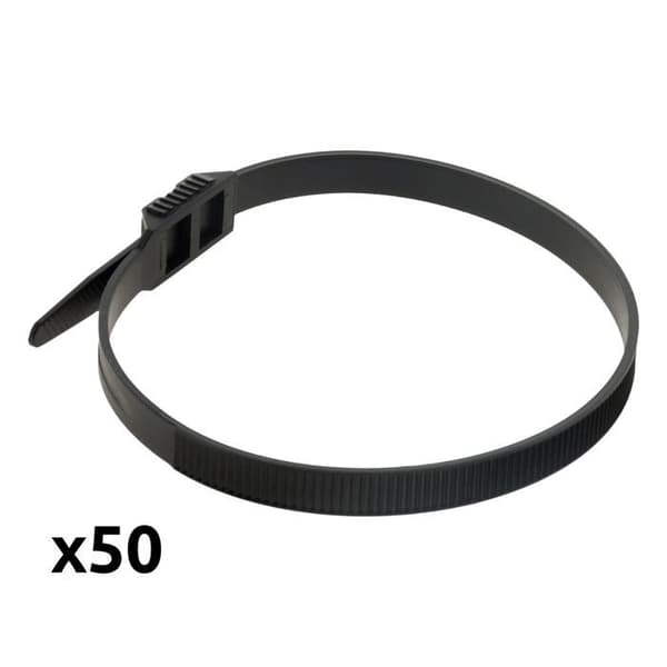 50-pack av kabelbindare 9x 260mm - Svart - Zenitech