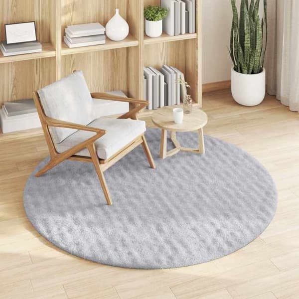 vidaXL Rund yta Matta SIROLO Grå Ø 200 CM Polyester 42022777