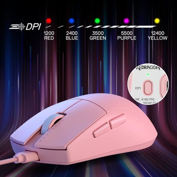 Mus - REDRAGON - M724P - Optisk - 12400 DPI - Trådad